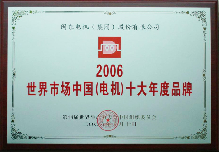 The world market in 2006 motor 10 year brand in China